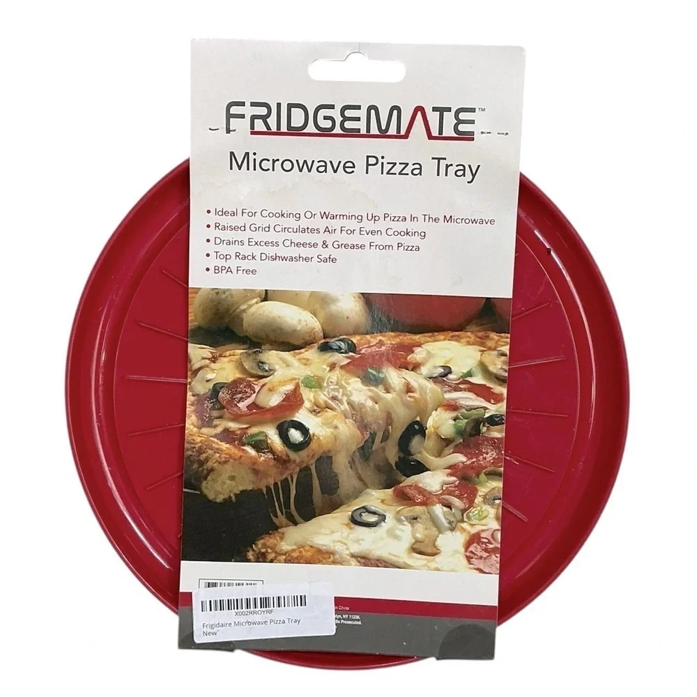Fridgemate Pizza Reheating Microwave Trays 2 Piece Set Round Red New Merchandise